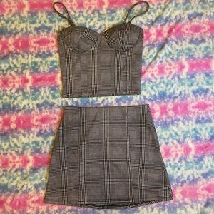 Plaid two piece skirt set / size SMALL